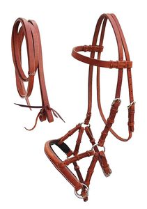 Rênes de bride d'entraînement sans traction latérale en cuir brun occidental avec logo personnalisé avec corde de plomb pour mèches d'équitation bride de cheval - Product Image 2