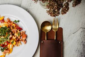 Porta Cubiertos Clásico Hecho a Mano de Cuero Genuino, Plegable, Duradero, Informal, para Restaurante, Organizador de Cubiertos, Rollo para Cubiertos LCH-0015 - Product Image 5