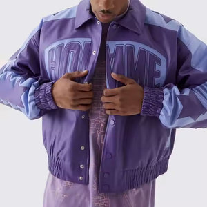 แจ็กเก็ตมหาวิทยาลัยสำหรับผู้ชายแจ็คเก็ตสไตล์เลตเทอร์แมนทรงหลวมแฟชั่นแจ็คเก็ตเบสบอลวิทยาลัย - Product Image 3