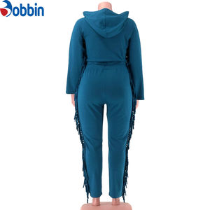 Conjunto Deportivo Informal con Logotipo Personalizado para Mujer, Talla Grande, Estilo Casual, Sudadera con Capucha y Pantalones Deportivos con Borlas, Ropa de Invierno - Product Image 2