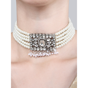 White Square Moti Pearl Necklace Elegant <b>Wedding</b> <b>Accessory</b> - Product Image 5