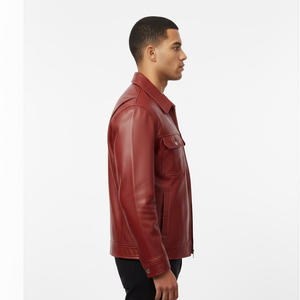 Veste en cuir élégante pour hommes de High Street Vêtements d'extérieur décontractés à la mode Doux Confortable Durable Slim Fit Design avant pour le quotidien - Product Image 3