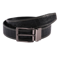 Ceinture pour homme en cuir véritable Croc avec épingle pour boucle Ceinture d'affaires réversible double face OEM/ODM double face rotative