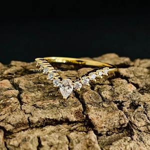 แหวนเพชรโมอิสไร้สีสีทอง14K สำหรับแหวนหมั้น - Product Image 2