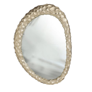 Décoration murale en fer fait à la main, miroir ovale en métal de style Art déco, tailles 22 W X 32 H X 2 D - Product Image 2