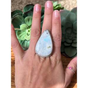 Reda Galvan Men's Couple <b>Ring</b> <b>Moon</b> Stone Sterling Silver Geometric Pattern Vermeil Platinum Setting Size 9.75 Everyday Wear - Product Image 2