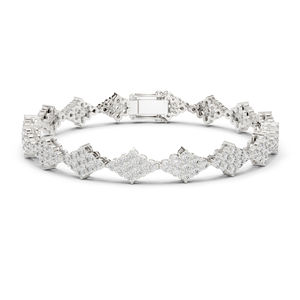 Pulsera de Aniversario de Diamantes Cultivados en Laboratorio Redondos de Oro Blanco de 14K para Mujer, Joyería Fina Elegante y de Lujo Certificada para Novias - Product Image 1