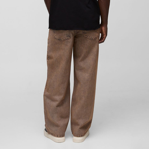 Logo personnalisé jeans en denim de qualité supérieure à jambe droite pantalon pour hommes délavé poches latérales Hip Hop Streetwear broderie imprimée - Product Image 3