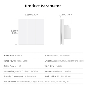 Interruttore a pulsante intelligente per la casa UEMON con retroilluminazione prodotti e dispositivi per la casa intelligente - Product Image 3