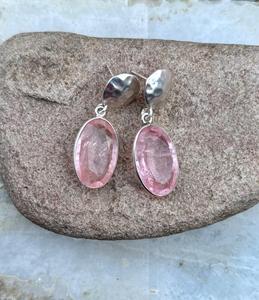 Pendiente hecho a mano de morganita de Plata de Ley 925, hermoso pendiente de mujer. - Product Image 3