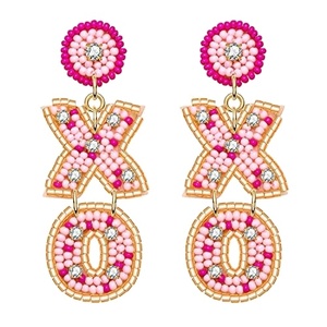 Bohemian Beaded Pendant <b>Earrings</b> Women's Pink <b>Red</b> Multicolor Round Drop Statement Jewelry Party Fashion Accessories - Product Image 3