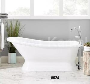 Bañera de pedestal de hierro fundido Jude de 66 "-Desbordamiento-Agujeros de borde de 7" - Product Image 1