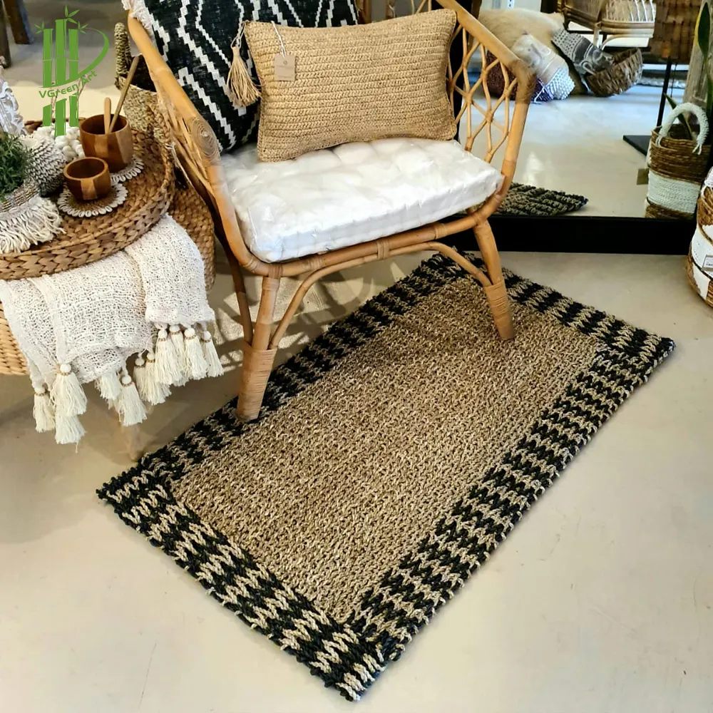 Karpet persegi MODER baru karpet dekorasi rumah murah karpet anyaman grosir rumput laut rafia karpet jerami lipat ramah lingkungan