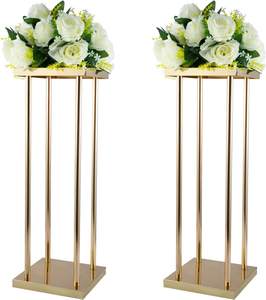 Lot de 2 colonnes de Vase à fleurs en or pour mariage, Arrangement de fleurs en métal pour la décoration de mariage, de Restaurant et d'hôtel, 23.6 pouces - Product Image 1