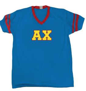 Camiseta Deportiva Unisex con Cuello en V y Letras Griegas Personalizadas de la Hermandad Alpha Chi Omega, Proveedor de Camisetas Personalizadas OEM - Product Image 6