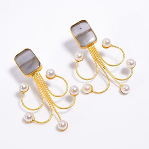 14K chapado en oro de latón gota de piedras preciosas de moda de las mujeres de la joyería de la boda directamente exportado latón proveedor de joyas de piedras preciosas - Product Image 2