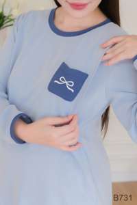 Minimalist Casual Wear Long Sleeved Maternity Postpartum Set Cotton B731 Good Absorbency Custom Design Postpartum Clothing - Product Image 6