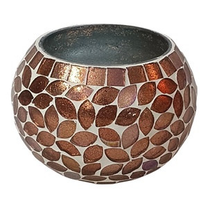 ขวดโหลแก้วใส่เทียนทรงกระบอกทำมือโมเสกสีน้ำตาลสุดหรูขนาดสั่งทำได้สำหรับตกแต่งบ้านงานแต่งงาน - Product Image 2