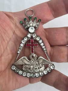 GRAND AUMÔNIER COLLIER D'OFFICIER BLEU LODGE BIJOU Collier maçonnique Collier grand passé Maître Bijou Plaqué or Franc-maçon Mason Ronpex - Product Image 2