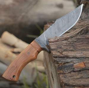 Cuchillo de Caza de Acero de Damasco de Alta Calidad Hecho a Mano al por Mayor, Hoja Forjada Fija, Mango de Madera, OEM Personalizable, Grado Industrial - Product Image 3