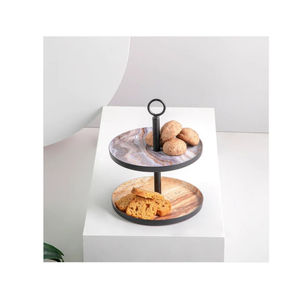 Support à chocolat en métal à 2 niveaux, forme ronde, serveur de gâteaux et de desserts en fer de taille moyenne, outils de gâteau de meilleure vente pour un service élégant - Product Image 2