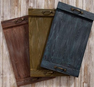 Bandeja de madera blanqueada de color con estilo de granja y asas simples perfectas para las necesidades diarias de servir o mostrar - Product Image 6