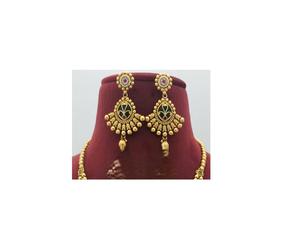 Conjunto de Collar Largo con Acabado Dorado Mate de Primera Calidad de Diseñador, Impresionante Juego de Collar y Aretes para Bodas, Colección para Mujer - Product Image 3