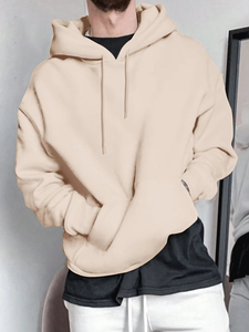 Sweat à capuche décontracté pour homme, style streetwear, brodé, 100 % coton molletonné, sans doublure, couleur unie, coupe classique, personnalisable - Product Image 2