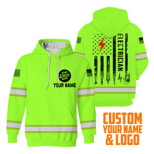 เสื้อฮู้ดผ้าคอตตอนมีฮู้ดแบบมี100% ธงชาติอเมริกันสะท้อนแสง - Product Image 3