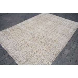 Alfombra Turca Vintage Grande de 6.9x9.8 pies, Alfombra de Lana Beige - Product Image 3