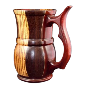 แก้วเบียร์ไม้โอ๊คสีน้ำตาลทรงกลมแกะสลักภาชนะสำหรับดื่มน้ำและไวน์ - Product Image 3