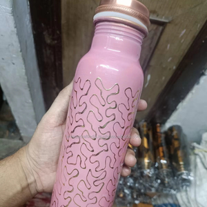 Botellas de esmalte de cobre puro impresas personalizadas de 500ml, utensilios de cocina de alto aislamiento térmico con tapa, botellas de bebidas especiales de UCI - Product Image 1