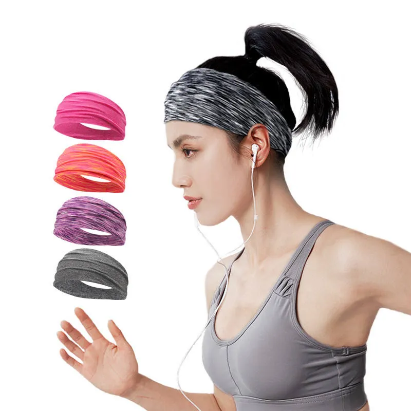 Banda gruesa de nailon para la cabeza para mujer, bandanas coloridas Unisex, turbante deportivo, cinta elástica para el pelo personalizada