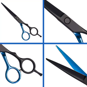 Tijeras de corte de pelo negras personalizadas, maquinilla de afeitar de salón de belleza con mango de acero, tijeras de corte de peluquero, peluquería - Product Image 3