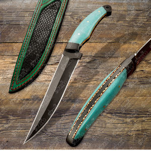 Poignée de couteau de filet de cuisine en acier D2 enduit de poudre noire personnalisée de haute qualité G10 Micarta, gaine en cuir, coupe lisse - Product Image 3