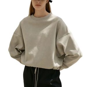 2025 Premium Heavy <b>Weight</b> Cotton Women's Long Sleeve Fleece Sweatshirt Custom Front Plain Crew Neck Eco-Friendly-for Autumn - Product Image 2