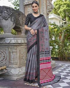 Latest Collection Good Quality Soft Mul Cotton Pichwai Print Work <b>Saree</b> <b>Blouse</b> Indian Manufacturer and Supplier India - Product Image 2
