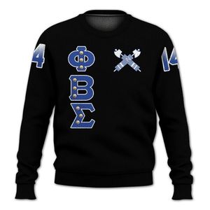 Phi Beta Sigma 1914 Suéter de punto acrílico Premium Azul Blanco Chenille Letras griegas Sigma Beta Fraternidad Suéter - Product Image 3
