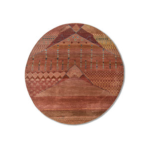 Alfombras Manchaha de Lana y Seda de Bambú con Patrón Geométrico, Rojo y Naranja, Anudadas a Mano para Uso Doméstico - Alfombras Jaipur US-Les-2723 - Product Image 1