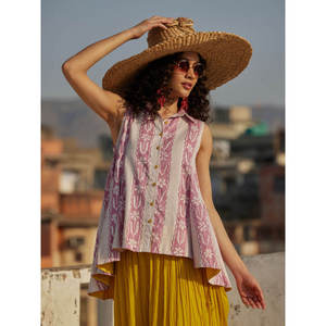 Conjunto de 2 Piezas de Lino con Estampado Floral para Mujer Elise - Top Holgado y Falda - Product Image 3