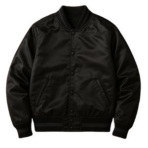 Veste universitaire unisexe en satin, style bomber, personnalisable, couleurs noir, bleu, blanc, orange, OEM, nouvelle mode, vêtement d'extérieur décontracté pour homme - Product Image 5