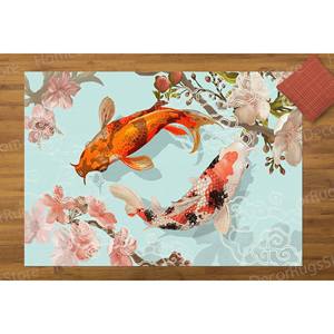 Alfombra con Estampado de Peces Koi, Alfombra Japonesa Moderna, Decoración de Pared para Oficina con Diseño de Animales, Alfombra Suave No Tejida - Product Image 3