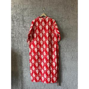 Kimono de algodón con estampado de tigre rojo indio, ropa de noche de talla libre para mujer, ropa de verano para cubrir el cuerpo, ropa de dormir para la playa - Product Image 4