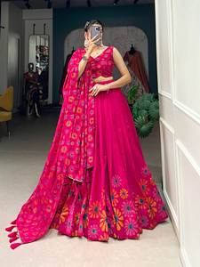 Belle Lehenga Choli imprimé floral avec feuille de travail - Product Image 6