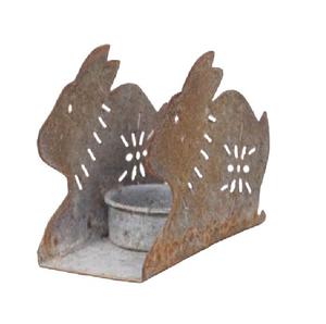 Portavelas de conejo con acabado gris y marrón, ranuras para quemador de velas de hierro para sala de estar, regalos de Diwali, decoración del hogar, aspecto Natural - Product Image 4