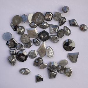 Perle Diamant Grise Naturelle Salt & Pepper – 5mm, Facettée Ronde, Une Pièce, Brute