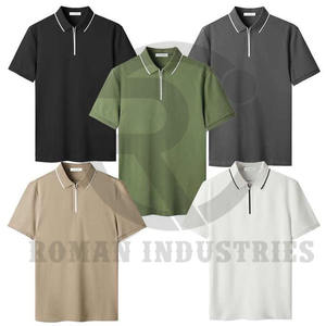 Venta al por mayor de algodón de alta calidad de poliéster Spandex Tri-Blend Slim Fit Zip Business Casual Semi Formal Polo para hombres - Product Image 6