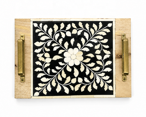 Fromm Inde Artisanat de qualité Mother Pearl Star Bone Inlay Ustensiles de cuisine Plateaux de service pour hôtels et restaurants - Product Image 2