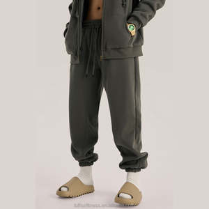 Tenue deux pièces gris clair coupe ajustée pour hommes-Respirant 100% coton Sweat à capuche décontracté Joggers Mid Gym Workout Running Everyday - Product Image 2