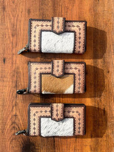 Nouveau Western élégant cuir de vachette usiné fourrure cuir bracelets embrayages femmes conçu sac à main vente chaude en cuir usiné portefeuilles uniques - Product Image 3